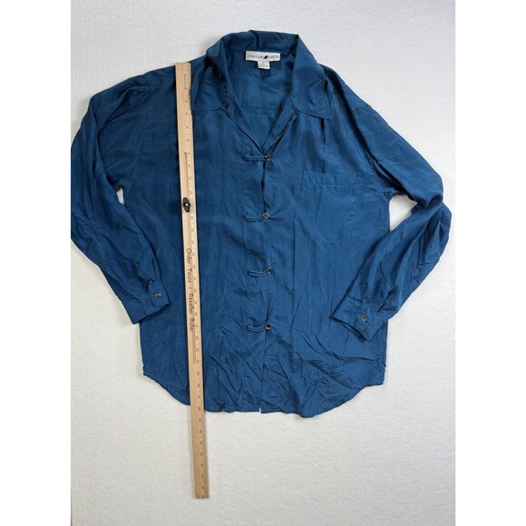 Jonathan Martin 100% Silk Women’s Shirt Small Blue Long Sleeve Blouse - Picture 5 of 8